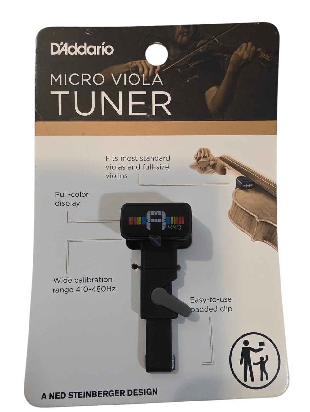 New D'Addario Micro Viola/Violin Tuner
